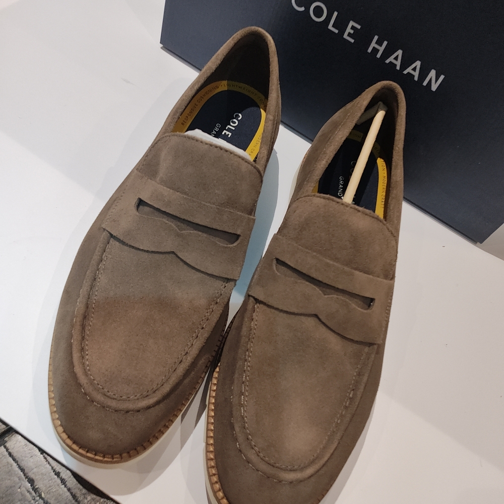 Cole Haan Brown Suede Penny Loafers